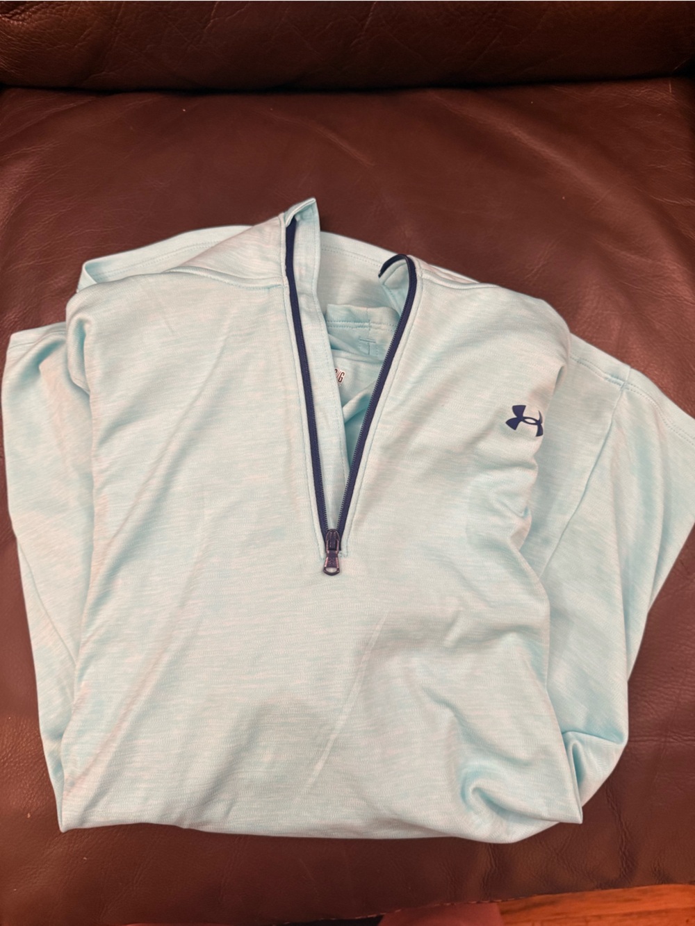 Under Armour Light Blue Quarter-Zip Pullover with Navy Trim